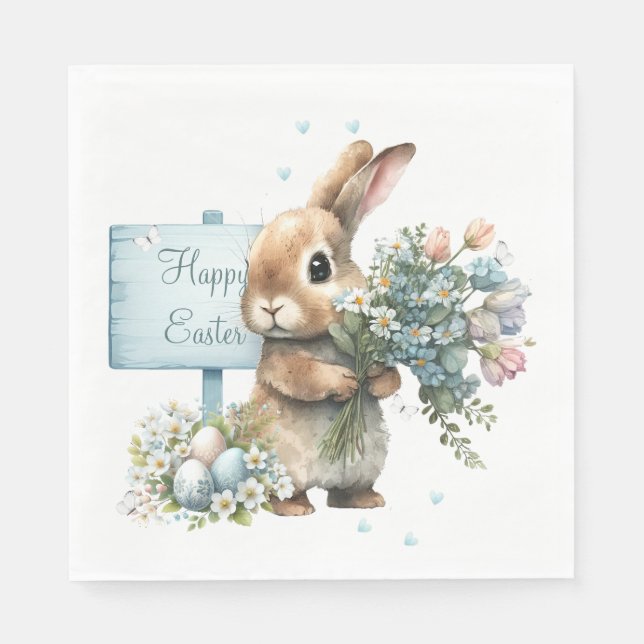Aquareller Ostern Personalisiert Serviette (Vorderseite)