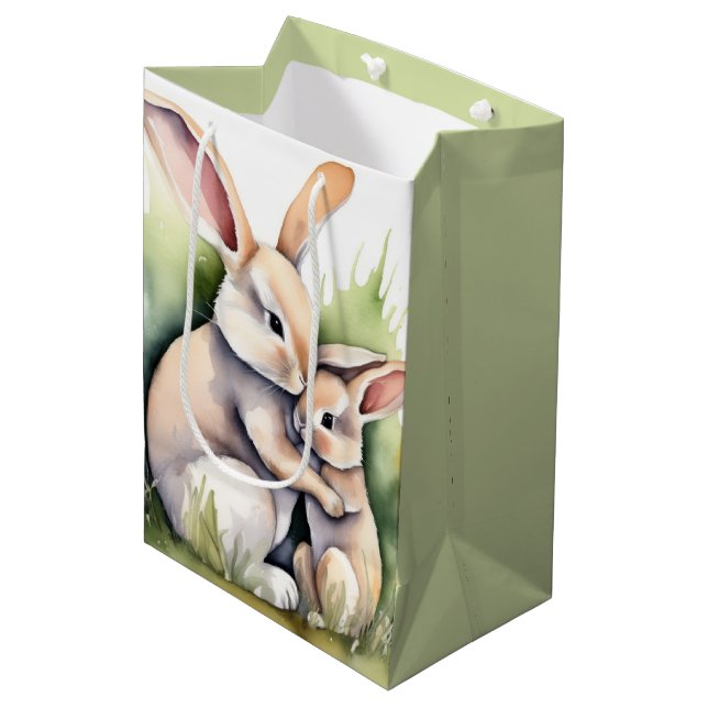 Aquareller Ostern Sonnige Liebe Mittlere Geschenktüte (Vorderseite Schrägansicht)