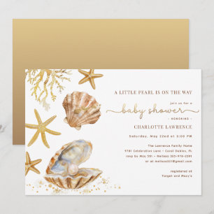 Aquareller Ozean Kleine Pearl Baby Dusche Einladung