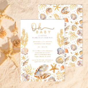 Aquareller Ozean Kleine Pearl Baby Dusche Einladung