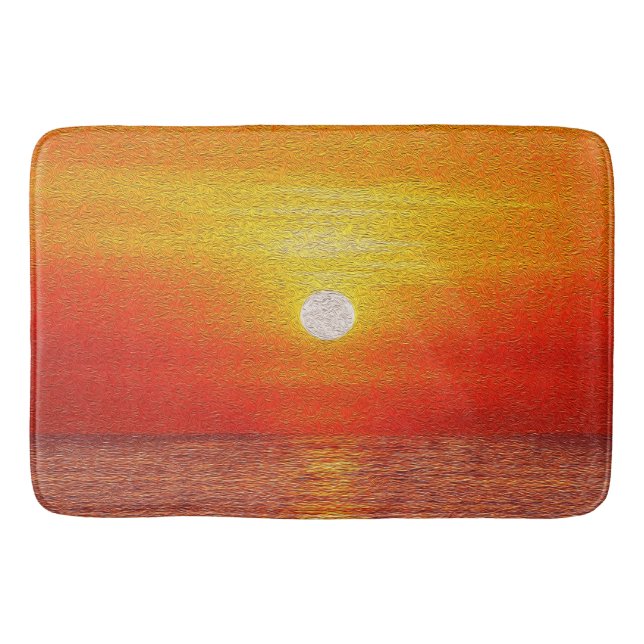 Aquareller Ozean Sunset Summer Beach Waves Badematte (Vorderseite)