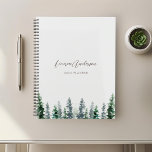 Aquareller Pinienwald auf Grau 2024 Planer<br><div class="desc">Individuell gestalteter Spiralplaner mit Aquarellkiefern-Design mit individuelle Name und Text auf hellgrauem Hintergrund.</div>