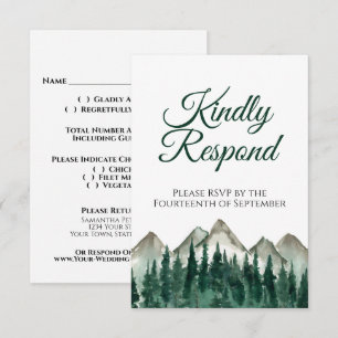 Aquareller Pinienwald Bitte beachten Hochzeit RSVP Karte