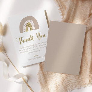 Aquareller Regenbogen Rosa Herz   Babyparty Dankeskarte
