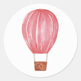 Aquareller Rosa Luftballon. Niedliche Kinder reise Runder Aufkleber