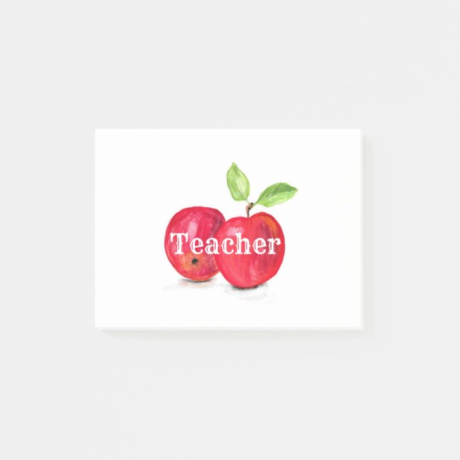 Aquareller Rote Äpfel Lehrer Bildung Obst Post-it Klebezettel (Vorderseite)