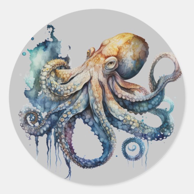 Aquareller Runder Aufkleber (Vorderseite)