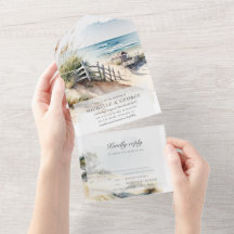 Aquareller Sandstrand - alles in einer Einladung