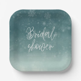 Aquareller Schneeflocken Winter-Brautparty Pappteller