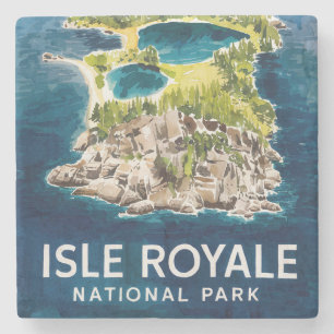 Aquareller Schönheit des Nationalparks Isle Royale Steinuntersetzer