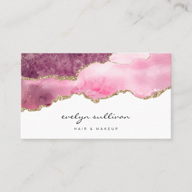 Aquareller Schönheitssalon in Rosa Visitenkarte (Vorderseite)