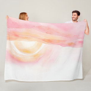 Aquareller Sonnenaufgang über rollenden Hügeln in Fleecedecke