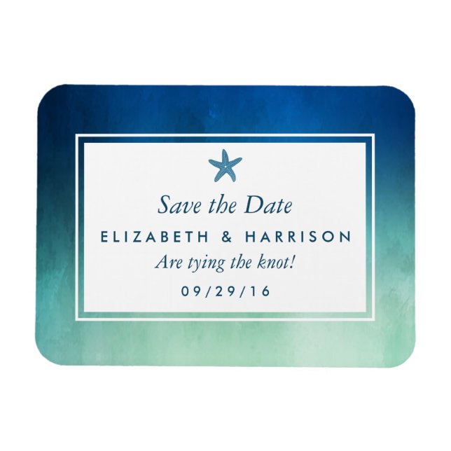 Aquareller Starfish Beach Save the Date Magnet (Horizontal)