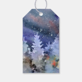 Aquareller Sternenhimmel, Winterwald Geschenkanhänger