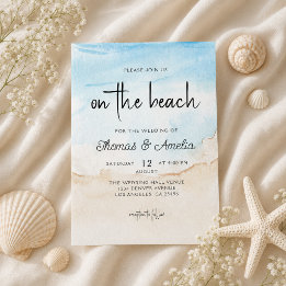 Aquareller Strand auf der Hochzeit am Strand Einladung