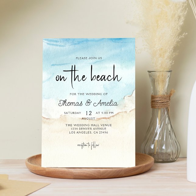 Aquareller Strand auf der Hochzeit am Strand Einladung (Von Creator hochgeladen)