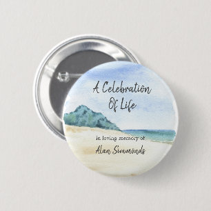 Aquareller Strand Feier des Lebens Button