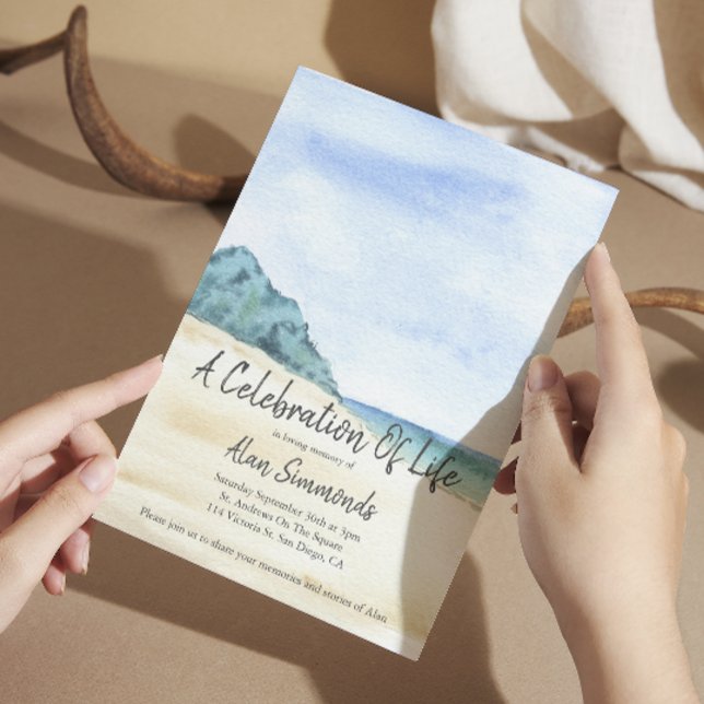 Aquareller Strand mit Foto-Feier Einladung (Von Creator hochgeladen)