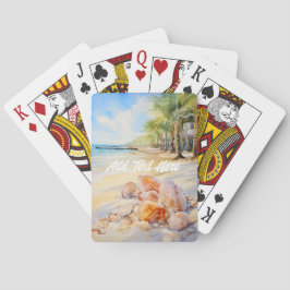 Aquareller Strand mit Muscheln Spielkarten