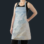 Aquareller Strand und Wellen Schürze<br><div class="desc">Dieses moderne Design besticht durch einen friedlichen,  ruhigen Strand mit sanften Wellen,  die das Ufer abspülen. Personalisieren Sie es mit einem Namen. Ideal für Strandliebhaber. Tragen Sie es zum Kochen oder zum Kunsthandwerk. Erstellt von der einfachen Farmhouse Press.</div>