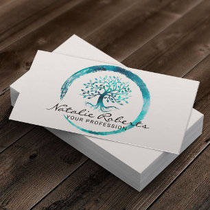 Aquareller Tree Yoga Instruktor Wellness Wellness- Visitenkarte