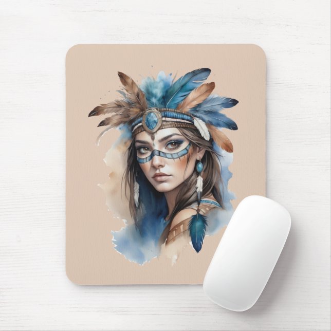 Aquareller Tribal Beauty: Geist der Bohemischen Ku Mousepad (Mit Mouse)