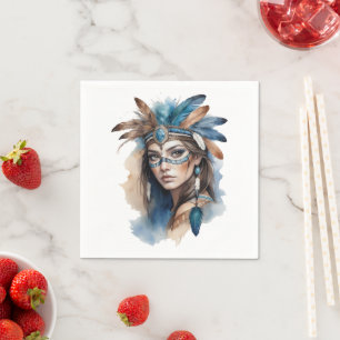 Aquareller Tribal Beauty: Geist der Bohemischen Ku Serviette