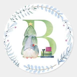 Aquareller Weihnachtsbrunnen. Runder Aufkleber