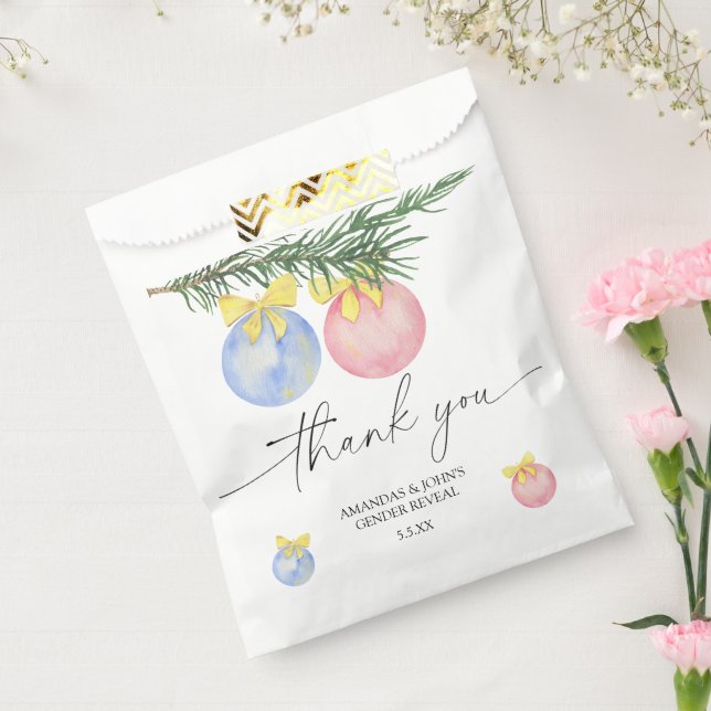 Aquareller Winter Danke Gender-Enthüllung Geschenktütchen (Versiegelt)