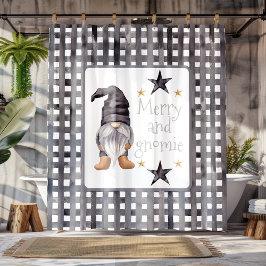 Aquareller Winter Gnome am Buffalo Karo Weihnachte Duschvorhang