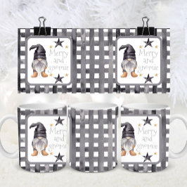 Aquareller Winter Gnome am Buffalo Karo Weihnachte Kaffeetasse