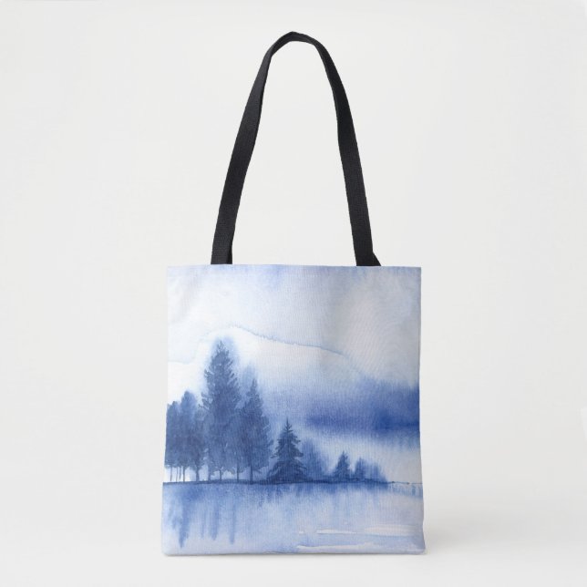 Aquareller Winter Pine Trees Tasche (Vorderseite)