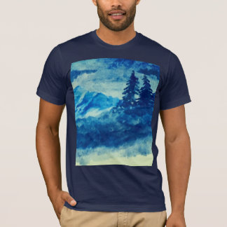 Aquareller Wintergebirge Landschaftsmalerei T-Shirt