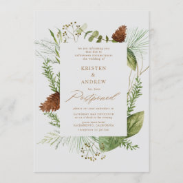 Aquareller Wintergrün verschoben Hochzeit Einladung