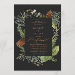 Aquareller Wintergrün verschoben Hochzeit Einladung