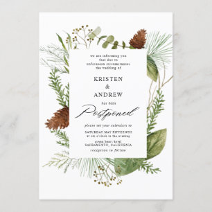 Aquareller Wintergrün verschoben Hochzeit Einladung