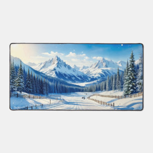 Aquareller Wintersport-Hintertafel Schreibtischunterlage