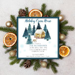 Aquareller Winterwald Ferienhaus Einladung<br><div class="desc">Aquarellfarbene Winterwälder Kabine Urlaub offenen Haus Weihnachten Party Einladung.</div>