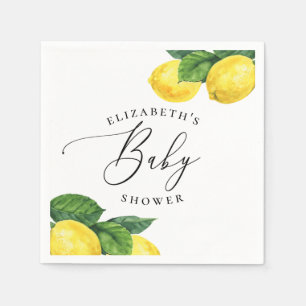 Aquareller Zitrusgarten Lemon Script Baby Dusche Serviette