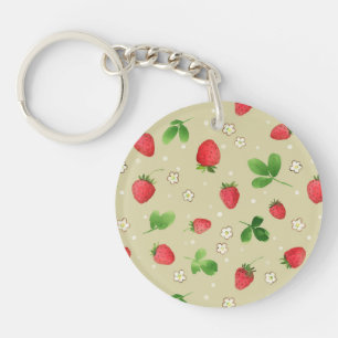 Aquarellerdbeermuster Schlüsselanhänger