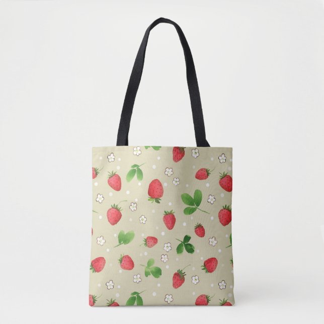 Aquarellerdbeermuster Tasche (Vorderseite)
