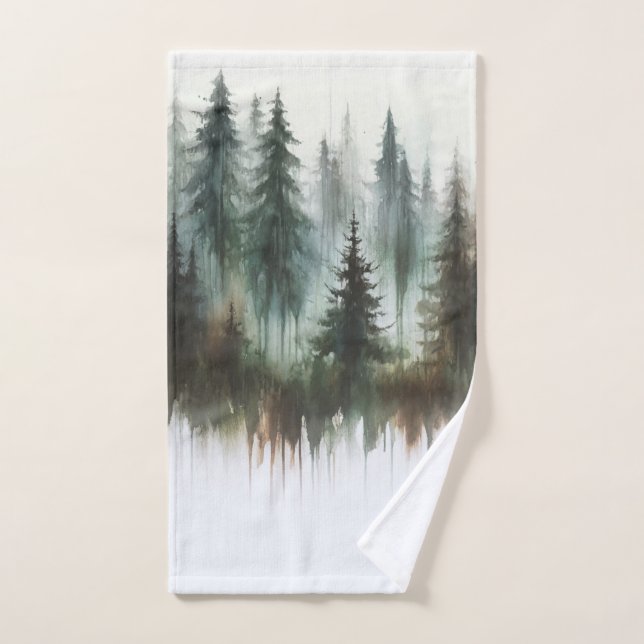 Aquarelles Arbres rustiques Wilderness (Serviette à main)