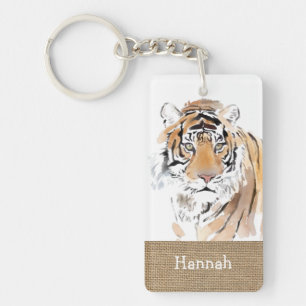 Aquarelles d'origine Tiger Année Zodiac burlap Nom