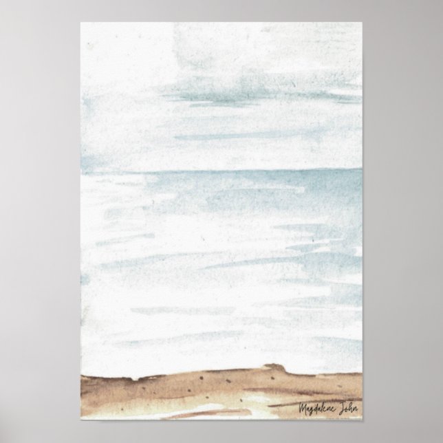 Aquarelles Meer in hellen Farben Poster (Vorne)