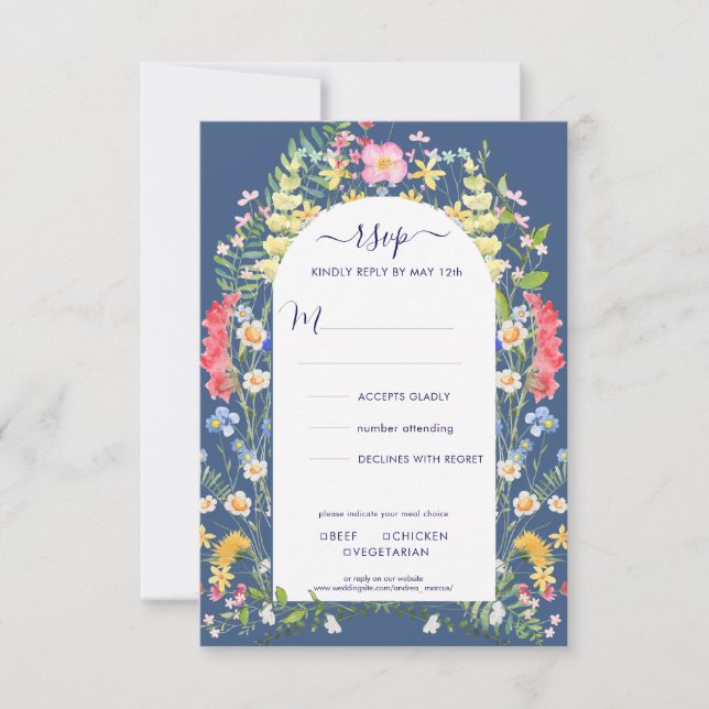 Aquarelles rustiques Fleur sauvage bleu pays RSVP (Devant)