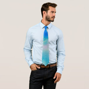 Aquarellfarbe Blau Grün Lässiger Stil Krawatte