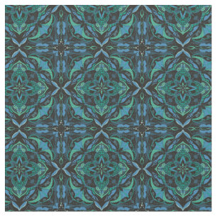 Aquarellfarbe Blau Grüne Azulejo Spanischer Tor Stoff