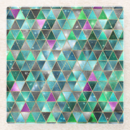 Aquarellfarbe Isometrisch mit Gold und Marmorgalax Glasuntersetzer
