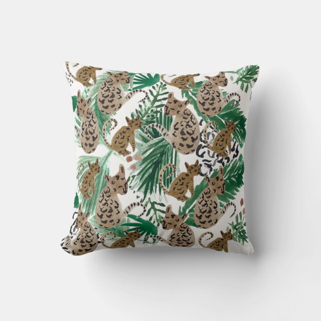 Aquarellfarbe Jaguar Illustration Animal Print Kissen (Vorderseite)