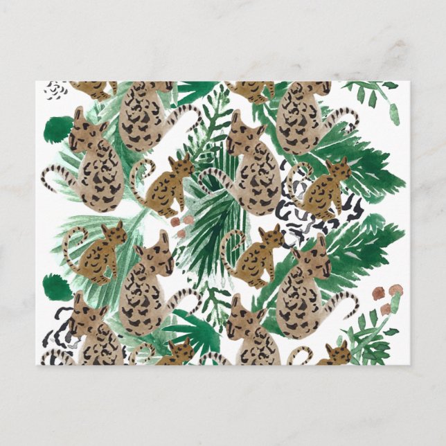 Aquarellfarbe Jaguar Illustration Animal Print Postkarte (Vorderseite)